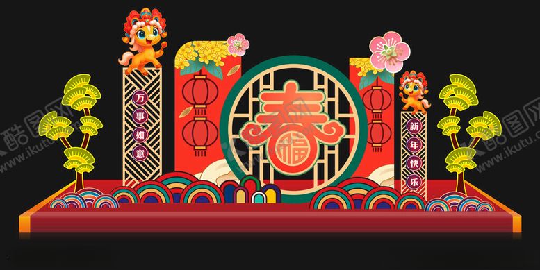 编号：69813704090055047362【酷图网】源文件下载-中式传统节日装饰景观