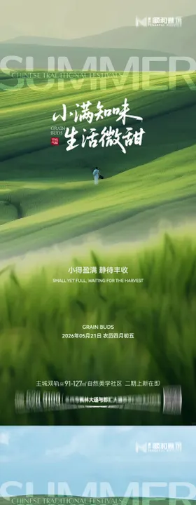 小满麦田二十四节气节日海报2026