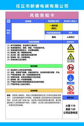 风险告知卡 配电箱