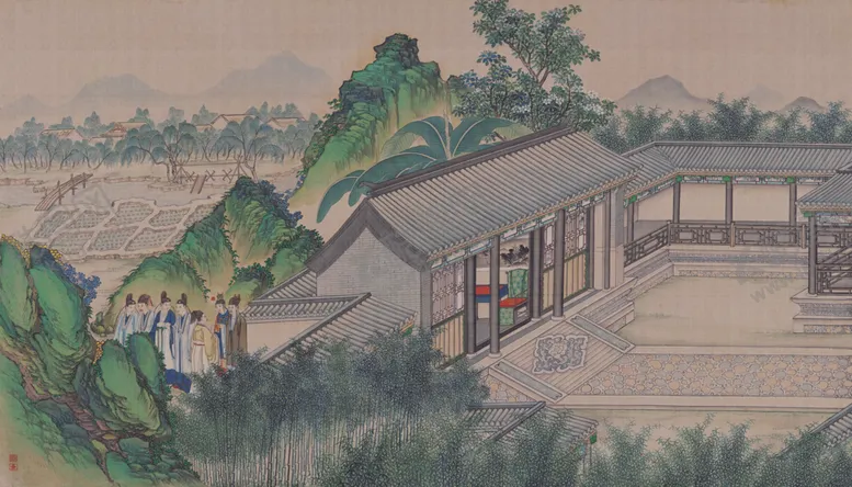 编号：38667606262204222948【酷图网】源文件下载-红楼梦场景精美工笔画
