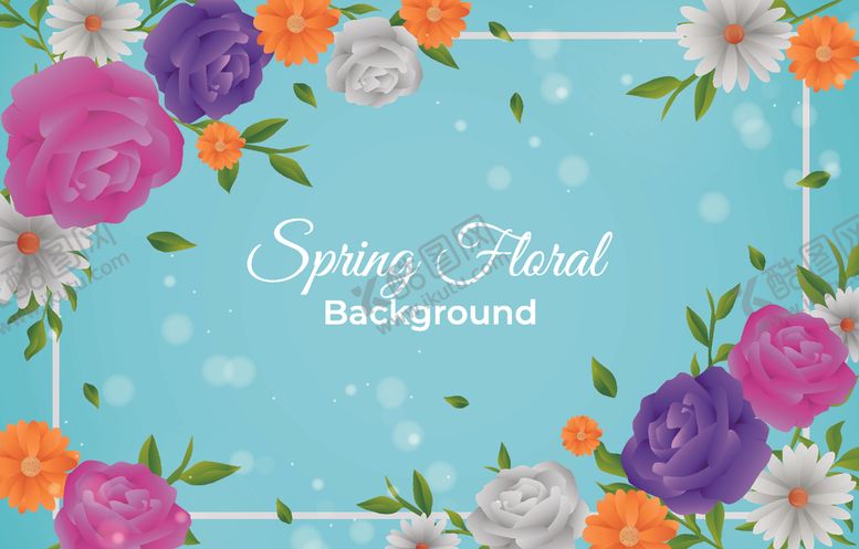 编号：83979711021411234317【酷图网】源文件下载-多彩花卉边框背景图
