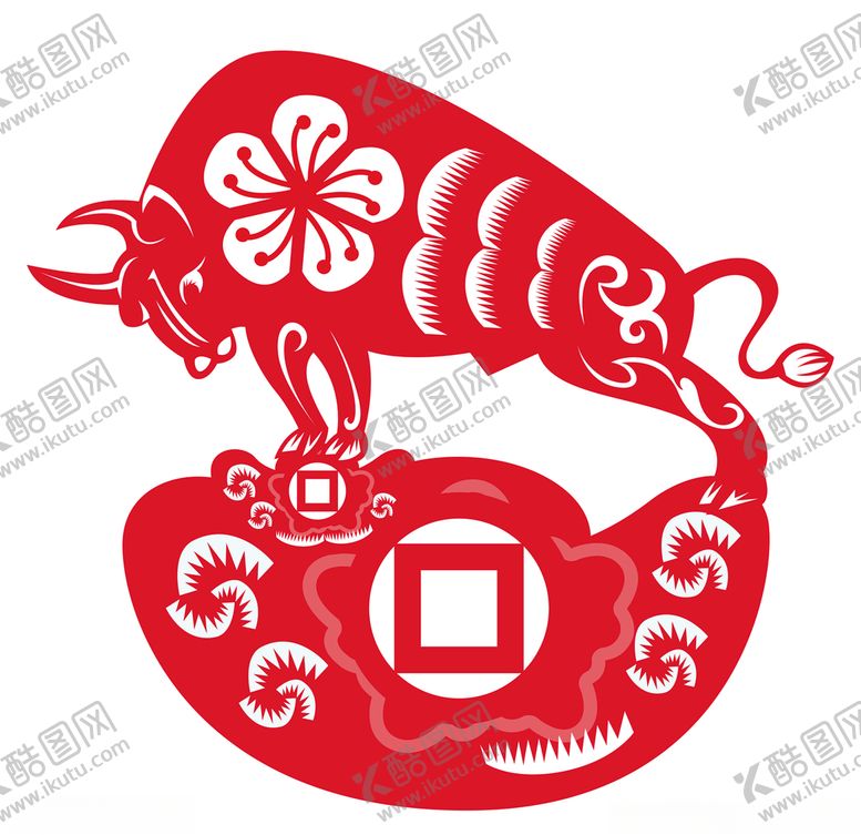 编号：99724505130121357505【酷图网】源文件下载-年画牛剪纸牛
