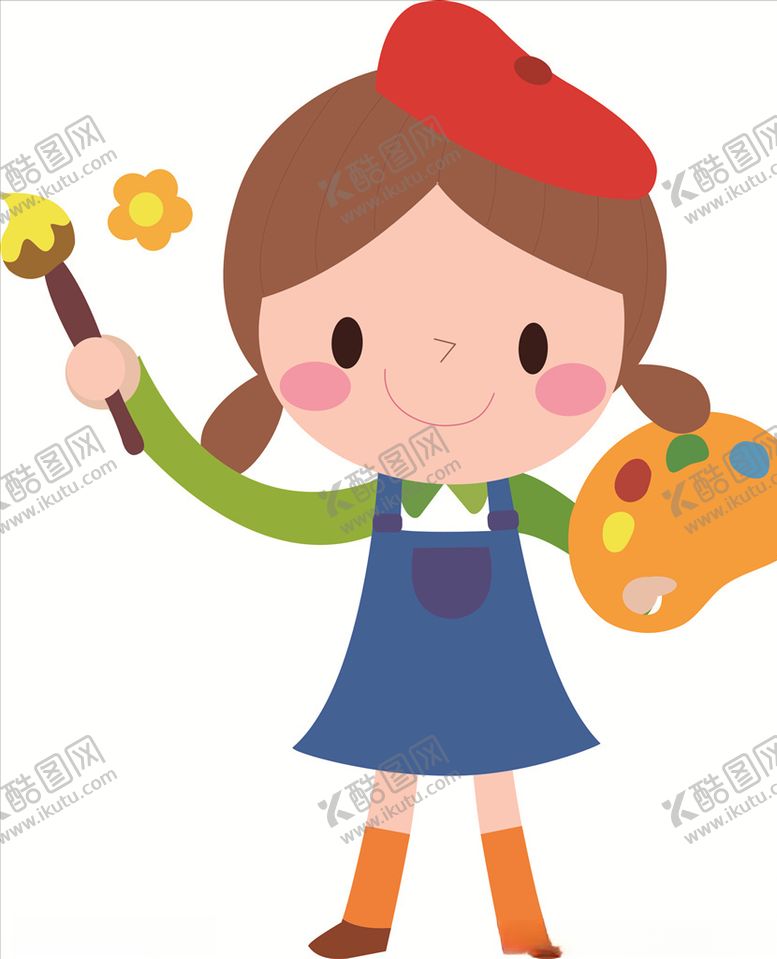 编号：40597009141748592207【酷图网】源文件下载-可爱绘画女孩矢量卡通