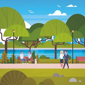公园风景矢量插画