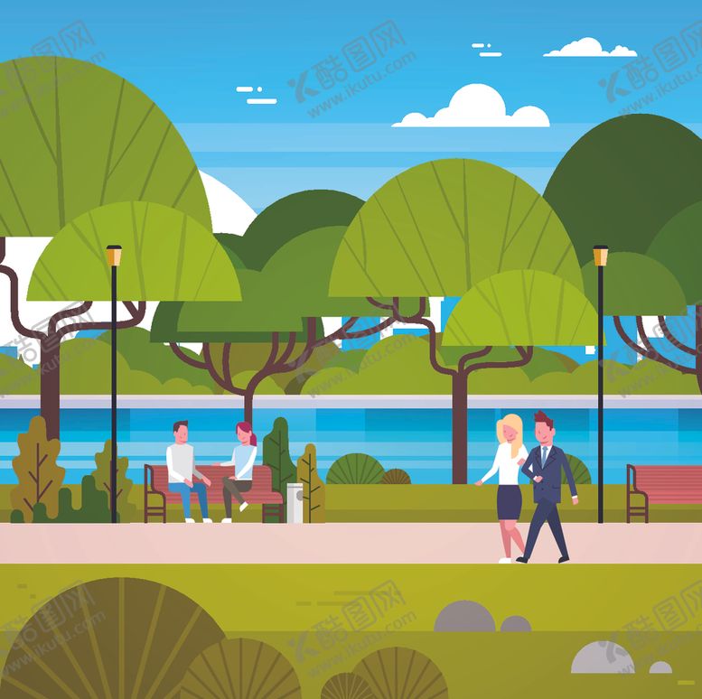 编号：73768910301351425340【酷图网】源文件下载-公园风景矢量插画