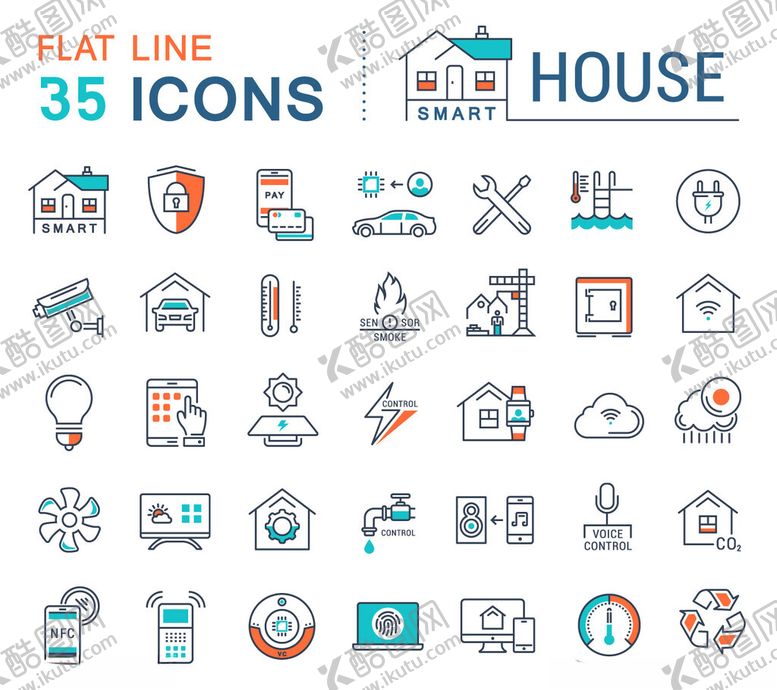 编号：50715312192014049068【酷图网】源文件下载-35个房屋相关平面图标集