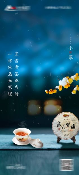 小寒海报腊梅茶二十四节气