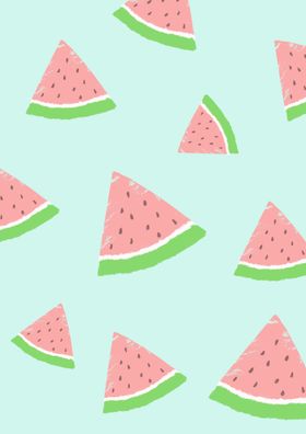手绘西瓜夏至清新海报清凉水纹