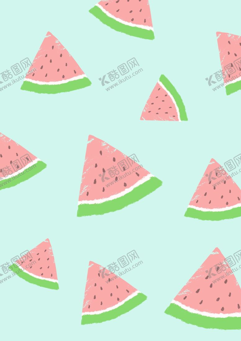 编号：48537209250506373525【酷图网】源文件下载-夏天清凉小清新手绘西瓜插画