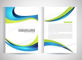 双页波浪线条宣传册设计