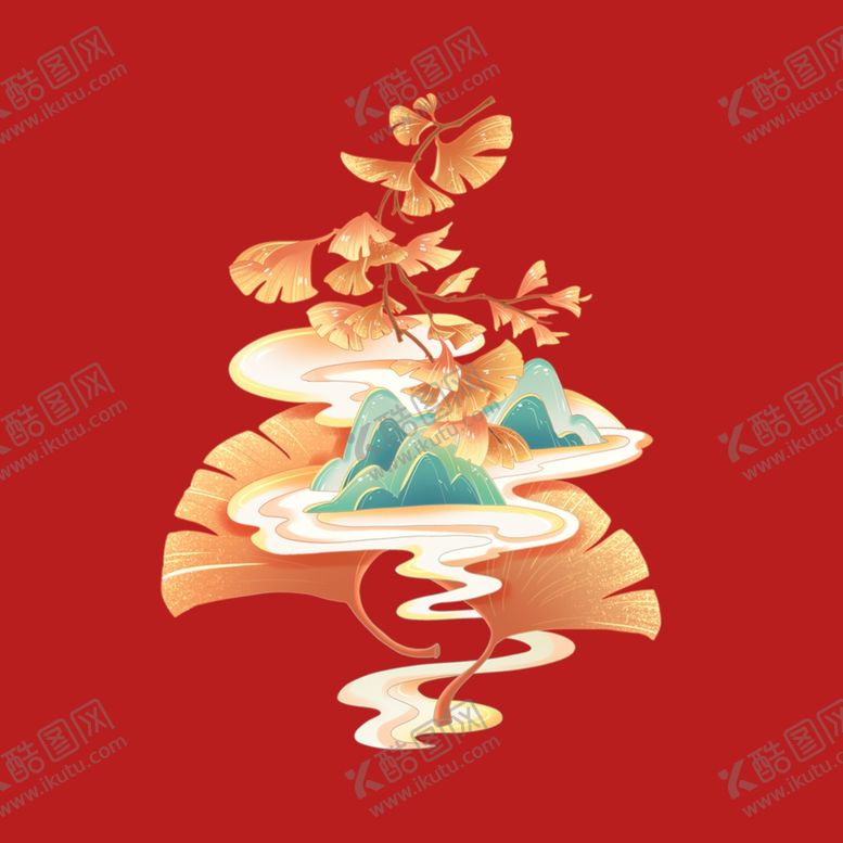编号：53798501170447257866【酷图网】源文件下载-手绘银杏树叶