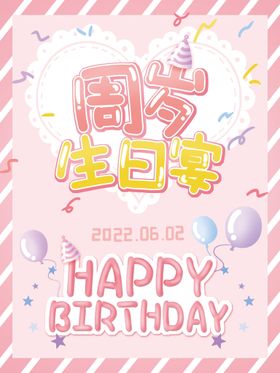 周岁生日宴生日快乐英文手写字喜庆背景满月之喜