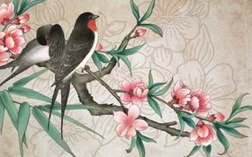 国潮背景中风宣传创意意境装饰画装饰