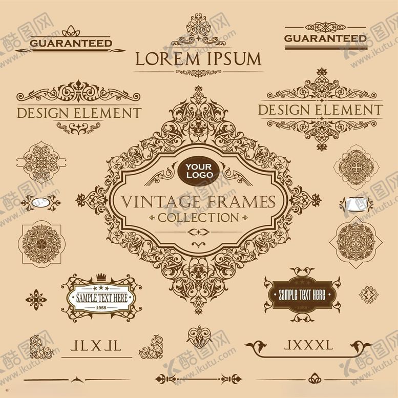 编号：97879012192244569898【酷图网】源文件下载-复古装饰元素集合