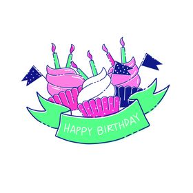 生日快乐时尚背景帽祝福气球