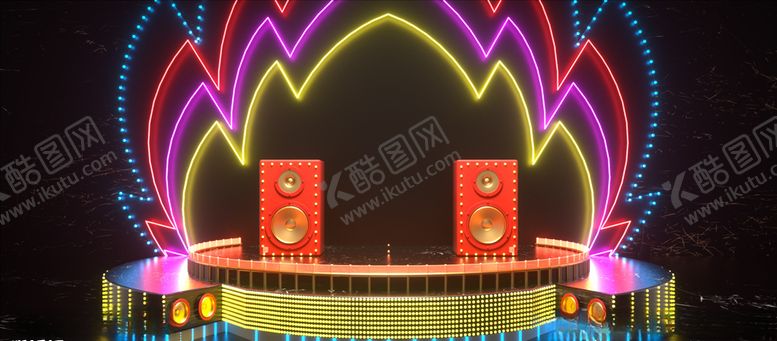 编号：91393404250507195661【酷图网】源文件下载-C4D模型炫酷舞台场景