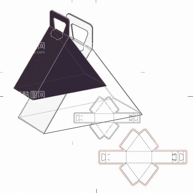 编号：30374212031142012074【酷图网】源文件下载-刀版线三角包装盒子设计