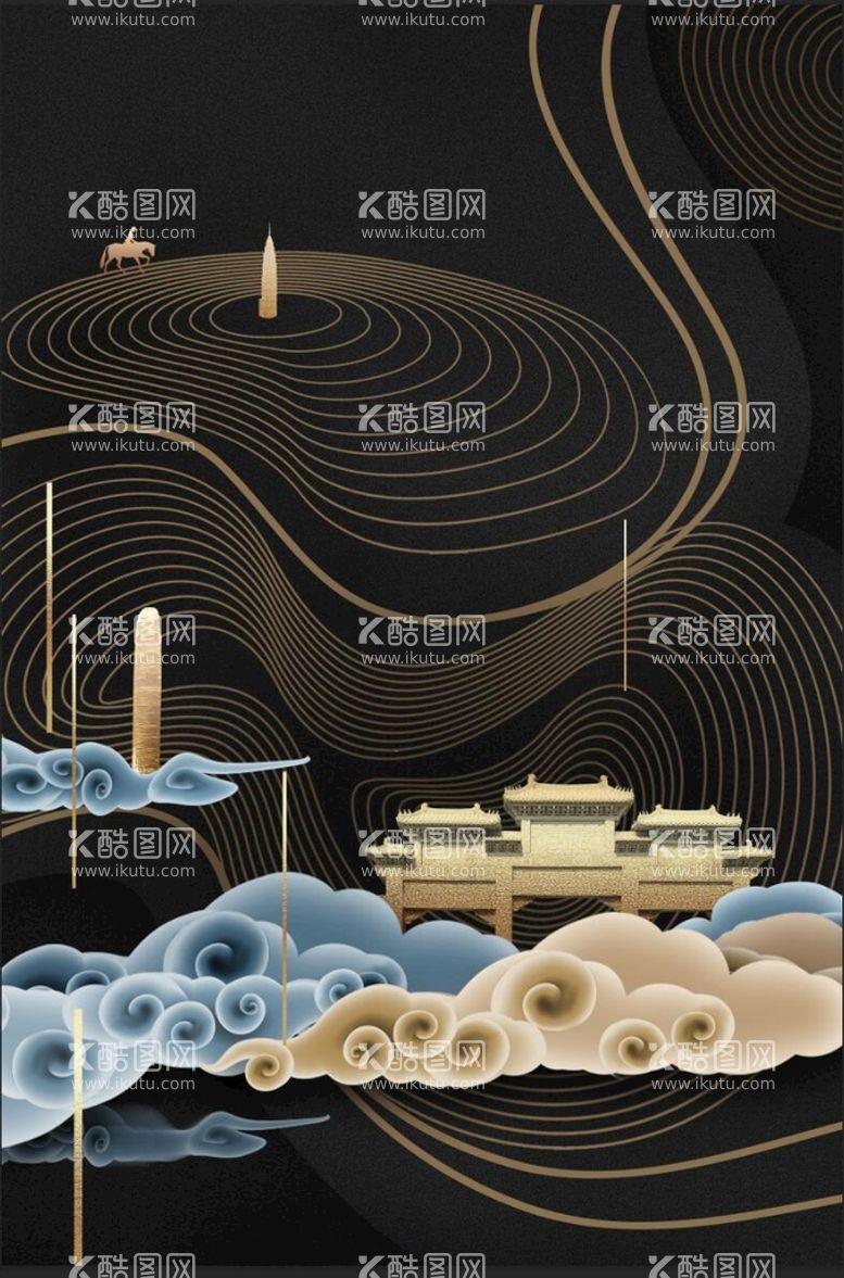 编号：30915710080609175801【酷图网】源文件下载-中式祥云海报