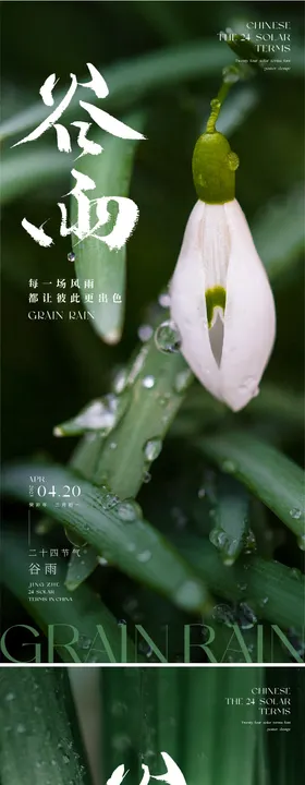 二十四节气谷雨海报系列刷屏质感