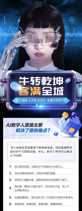 AI数字人直播长图