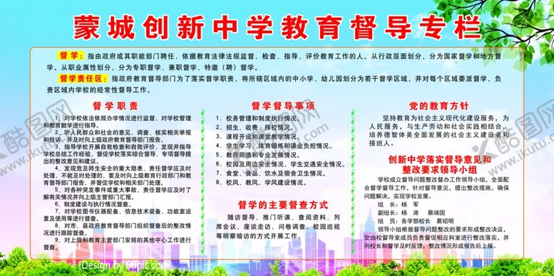编号：85263107020235086551【酷图网】源文件下载-教育督导中学展板