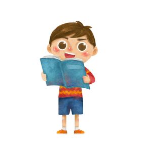 儿童读书阅读插画卡通背景素材