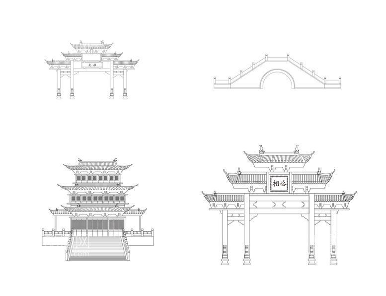 编号：84069109180511374510【酷图网】源文件下载-桐乡古建筑线稿