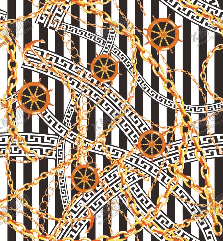 编号：86777910121800142880【酷图网】源文件下载-链条回纹条纹印花童装大牌