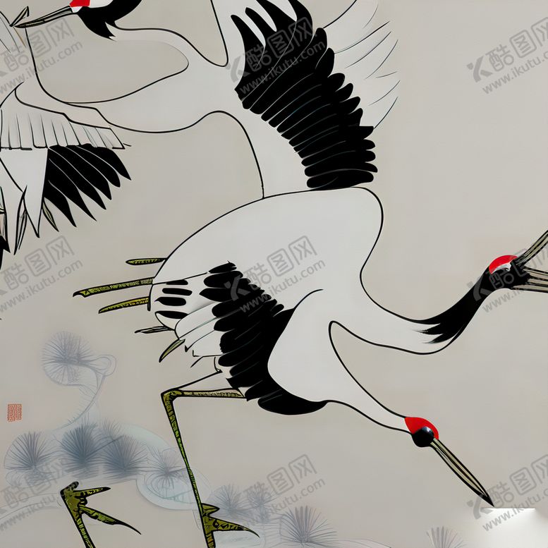 编号：11047412081151367445【酷图网】源文件下载-国画仙鹤