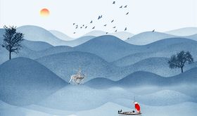 水墨山水电视背景墙