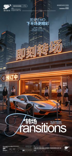 酒吧转场预定海报