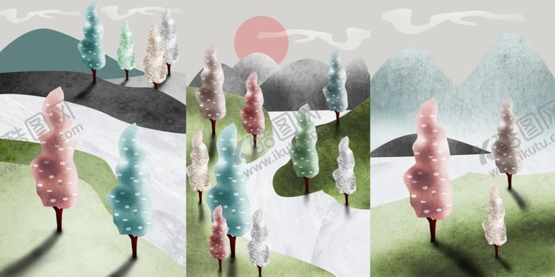 编号：30570810131538569371【酷图网】源文件下载-原创简约风景轻奢装饰画