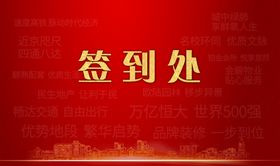 国潮地产现房红金桁架大屏背景