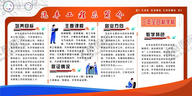 编号：95298404261539166499【酷图网】源文件下载-职业学校汽车工程系简介版面