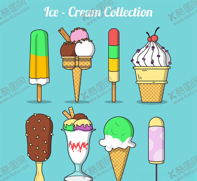 编号：29724510111815098347【酷图网】源文件下载-彩色夏季冰淇淋矢量素材