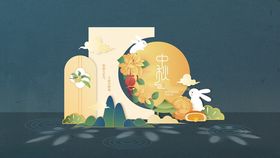 中秋国庆美陈陈列氛围展板