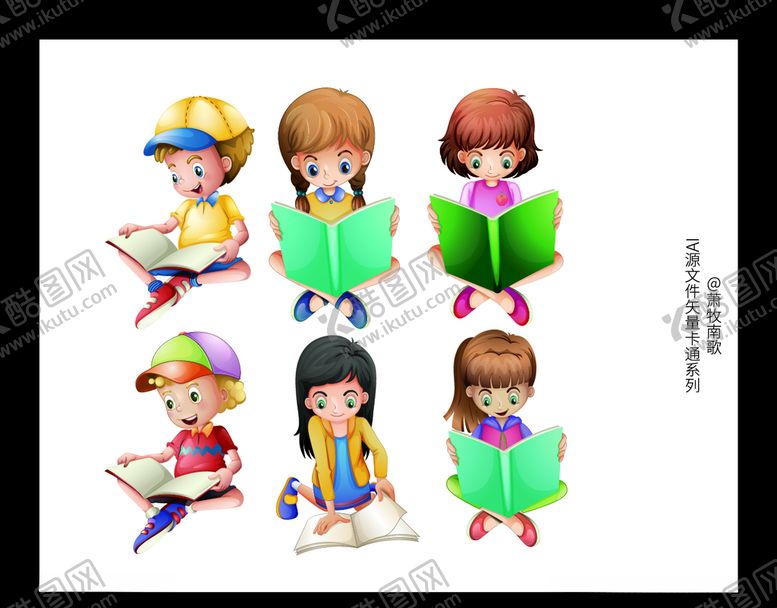 编号：50426709140450255101【酷图网】源文件下载-学生读书卡通AI矢量图