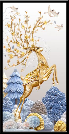 新中式抽象玄关背景