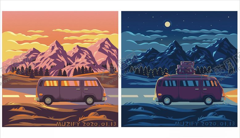 编号：13586609300401019915【酷图网】源文件下载-旅行汽车2色入