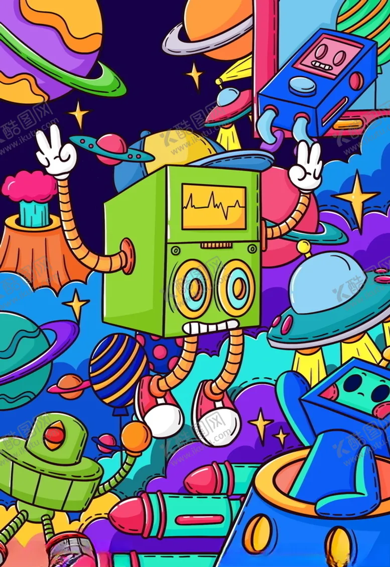 编号：37515309251214261621【酷图网】源文件下载-蒸汽波科技插画图片