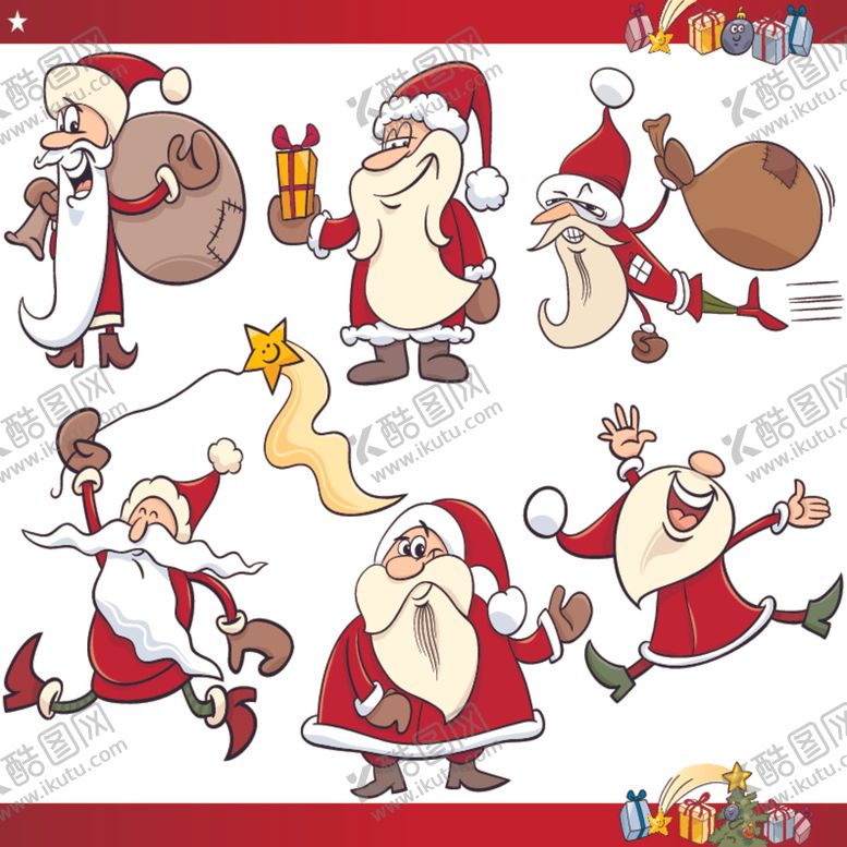 编号：98843204060049577802【酷图网】源文件下载-圣诞老人多样动态形象集