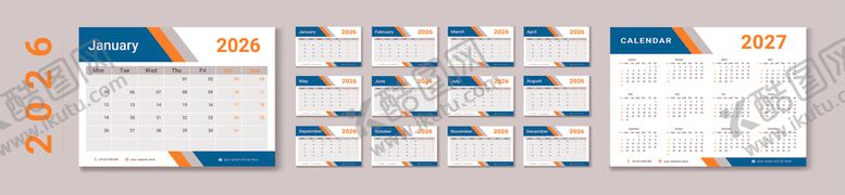 编号：57660412200142494495【酷图网】源文件下载-2026年台历模板