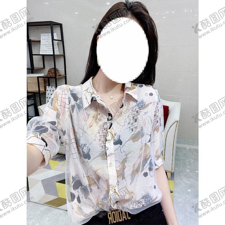 编号：19417210111417387246【酷图网】源文件下载-碎花衬衫女