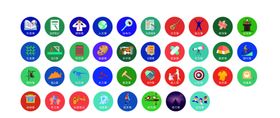 42个多彩圆形图标集合