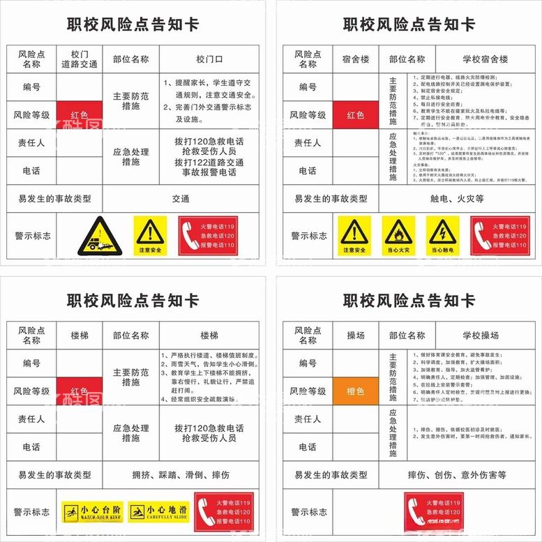 编号：37526112131433014729【酷图网】源文件下载-学校风险点告知卡