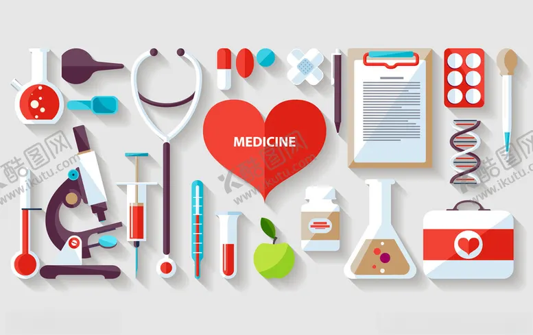 编号：91768404012247052840【酷图网】源文件下载-医疗用品与爱心元素集合