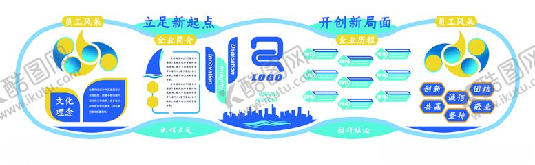 编号：85688409121051331821【酷图网】源文件下载-蓝色企业文化墙校园