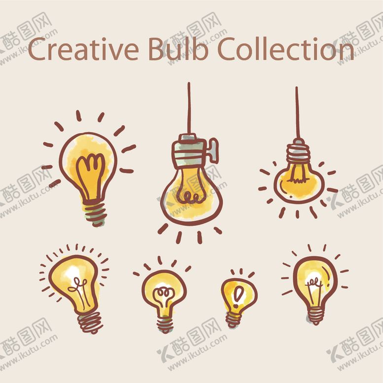 编号：32356810020753549540【酷图网】源文件下载-手绘创意灯泡矢量插画