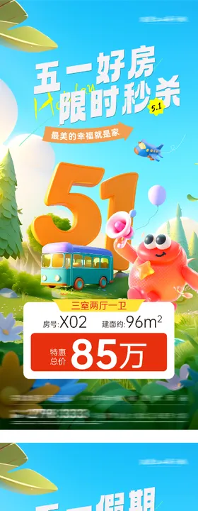 地产51卡通特价房海报