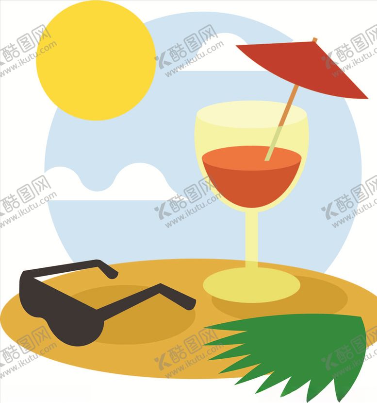 编号：28069905102225563301【酷图网】源文件下载-夏日墨镜西瓜汁插画